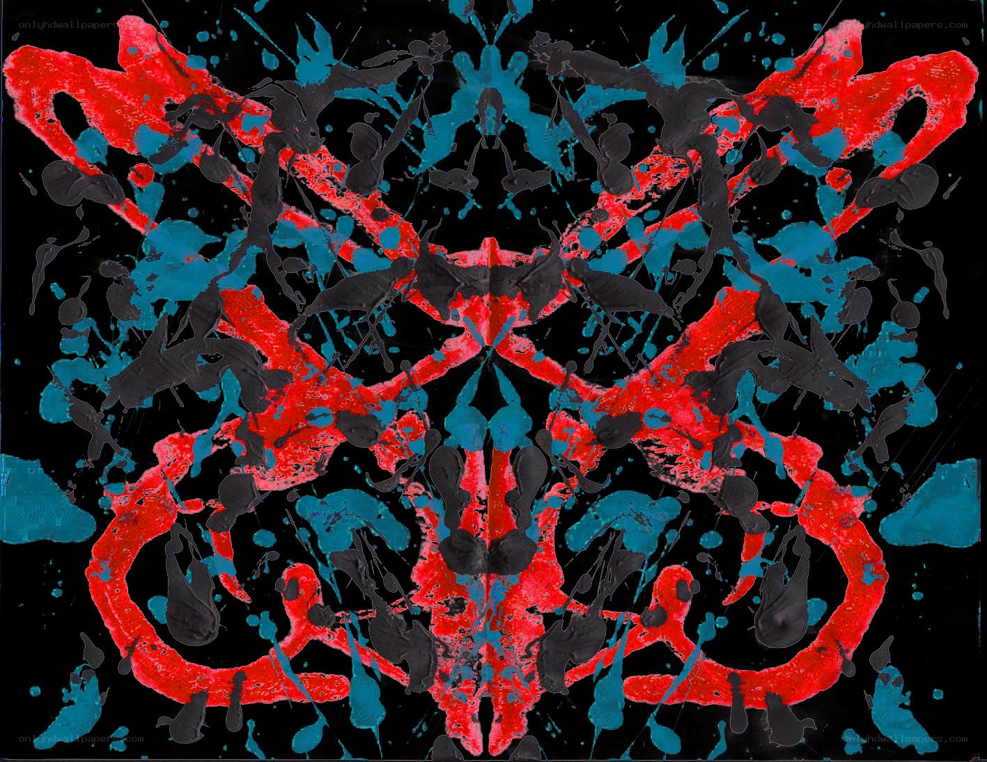Abstract splatter art with red and blue