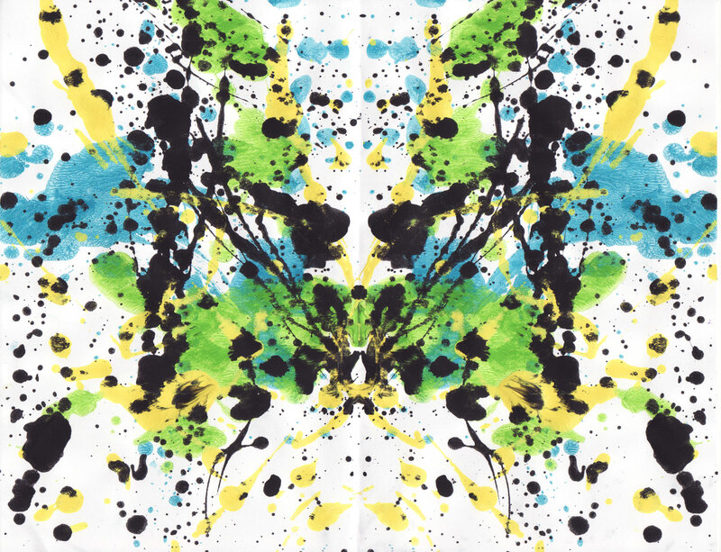 Abstract splatter art with symmetrical design