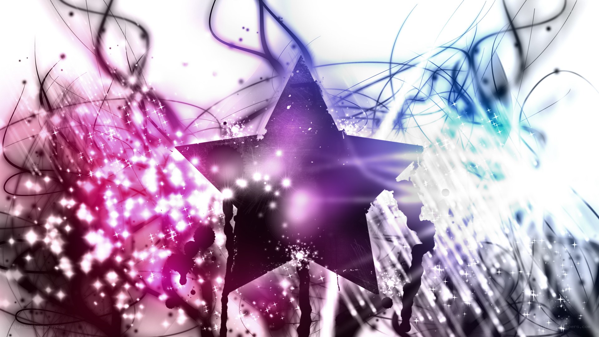 Abstract star with colorful particles