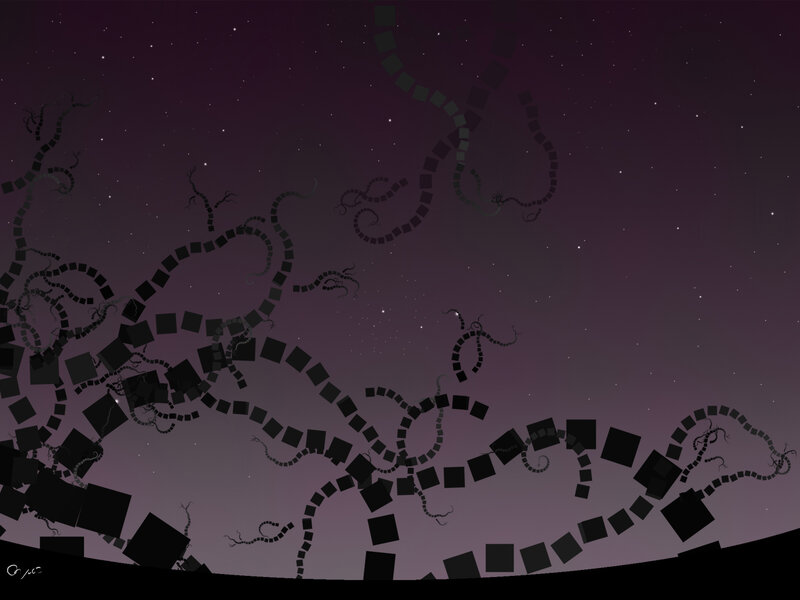 Abstract starry night with squiggles