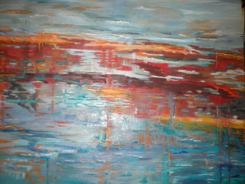 Abstract sunset over water