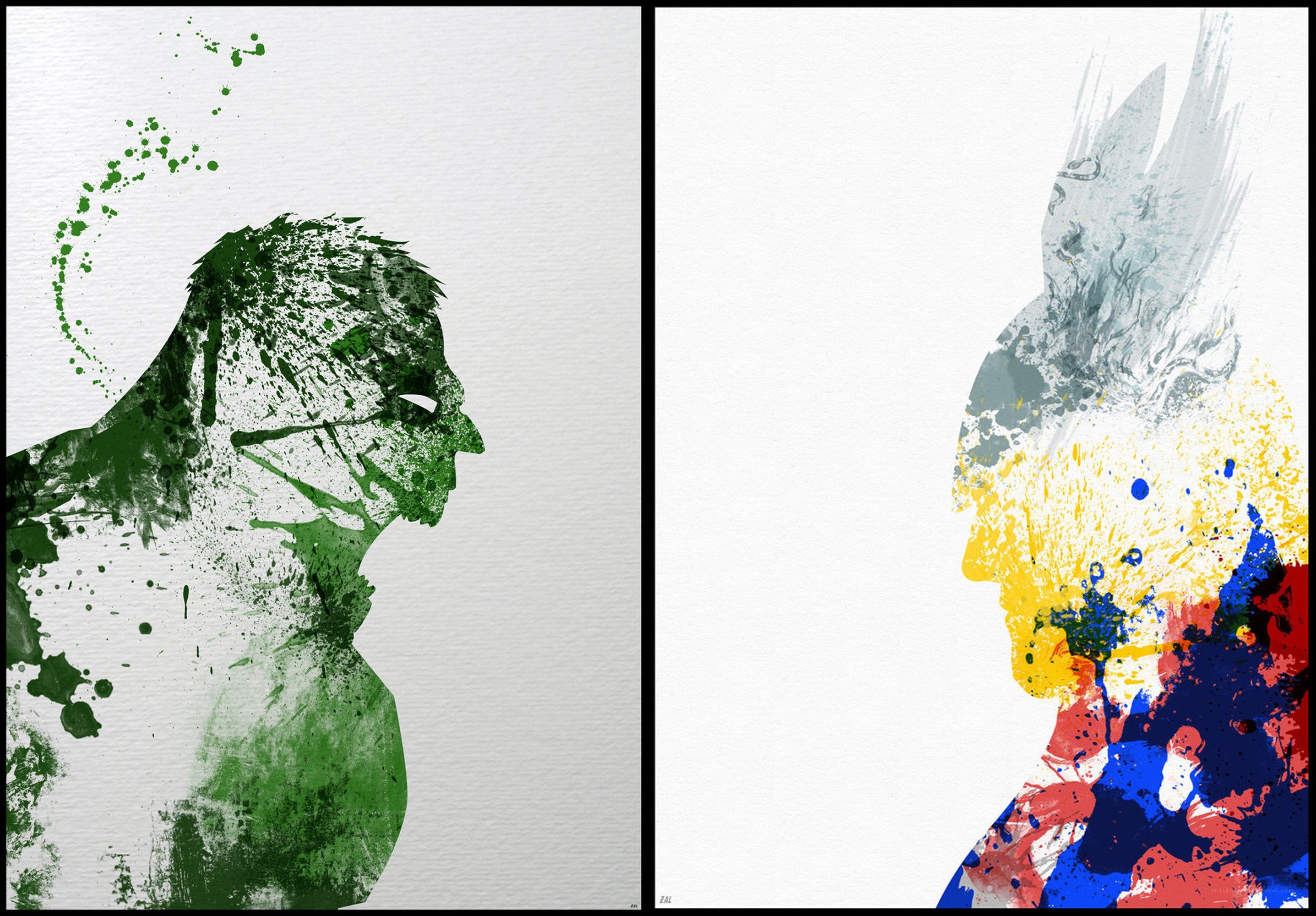 Abstract superhero silhouettes