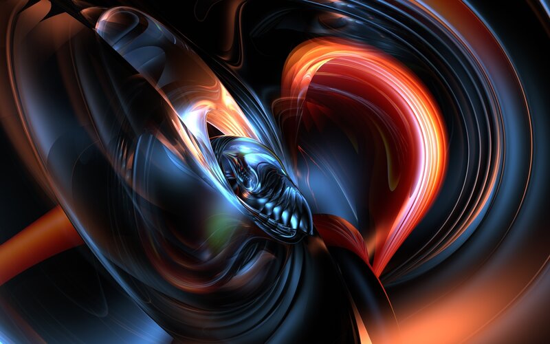 Abstract Swirling Forms — Black, Dramatic, Digital Art, Light