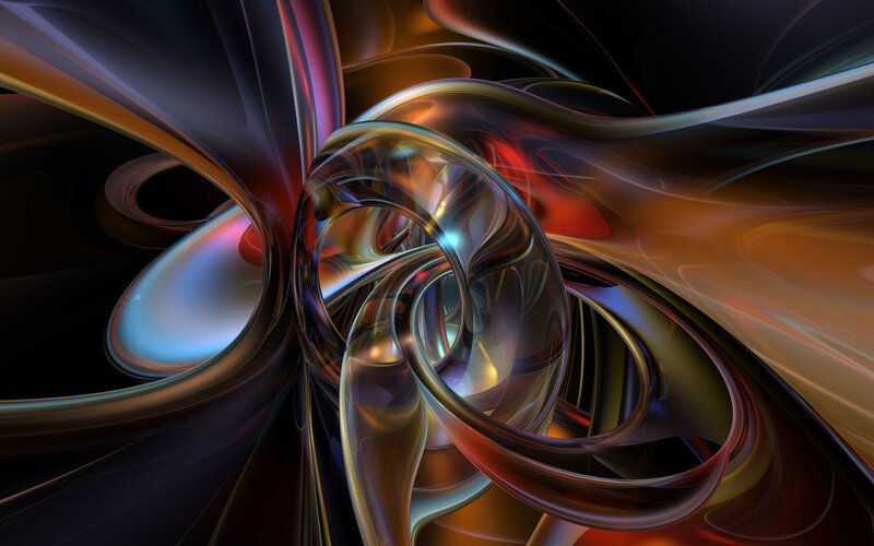 Abstract Swirling Forms — Black, Dynamic, Digital Art