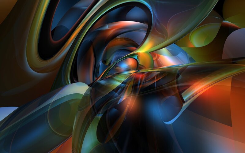Abstract Swirling Forms — Blue, Dynamic, Digital Art, Curves, Light
