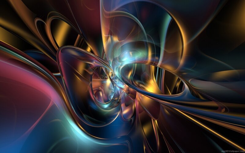 Abstract Swirling Forms — Blue, Dynamic, Digital Art, Light