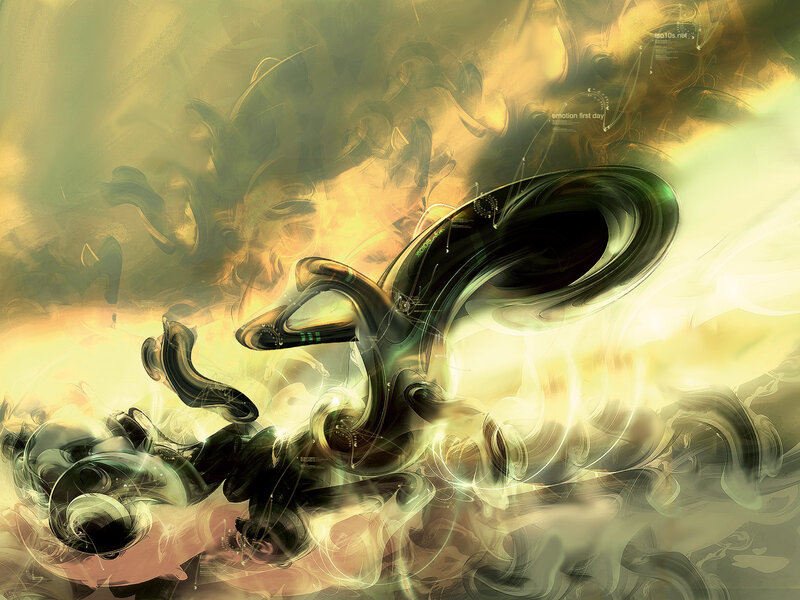 Abstract Swirling Forms — Yellow, Dramatic