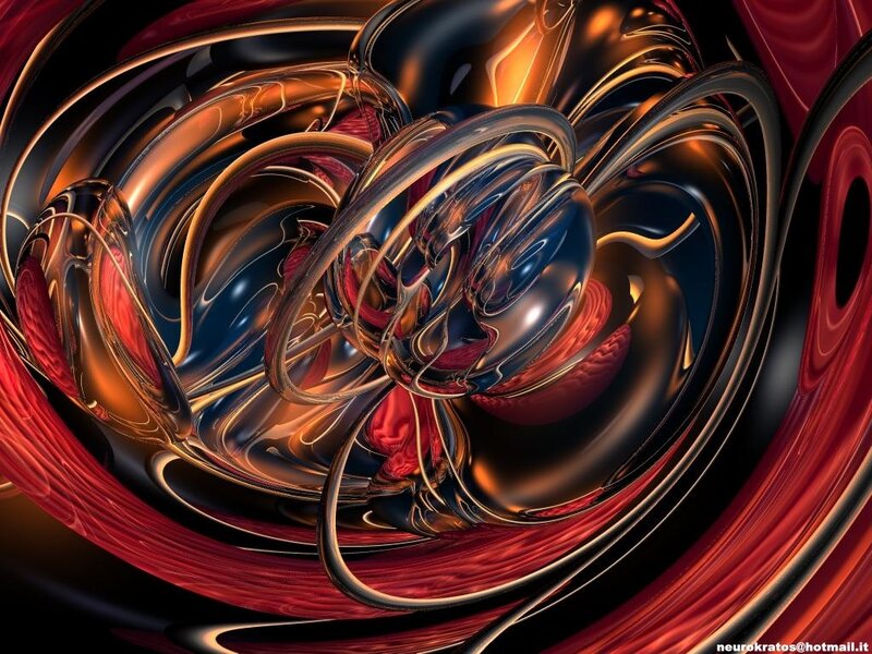 Abstract Swirling Metallic Forms — Red