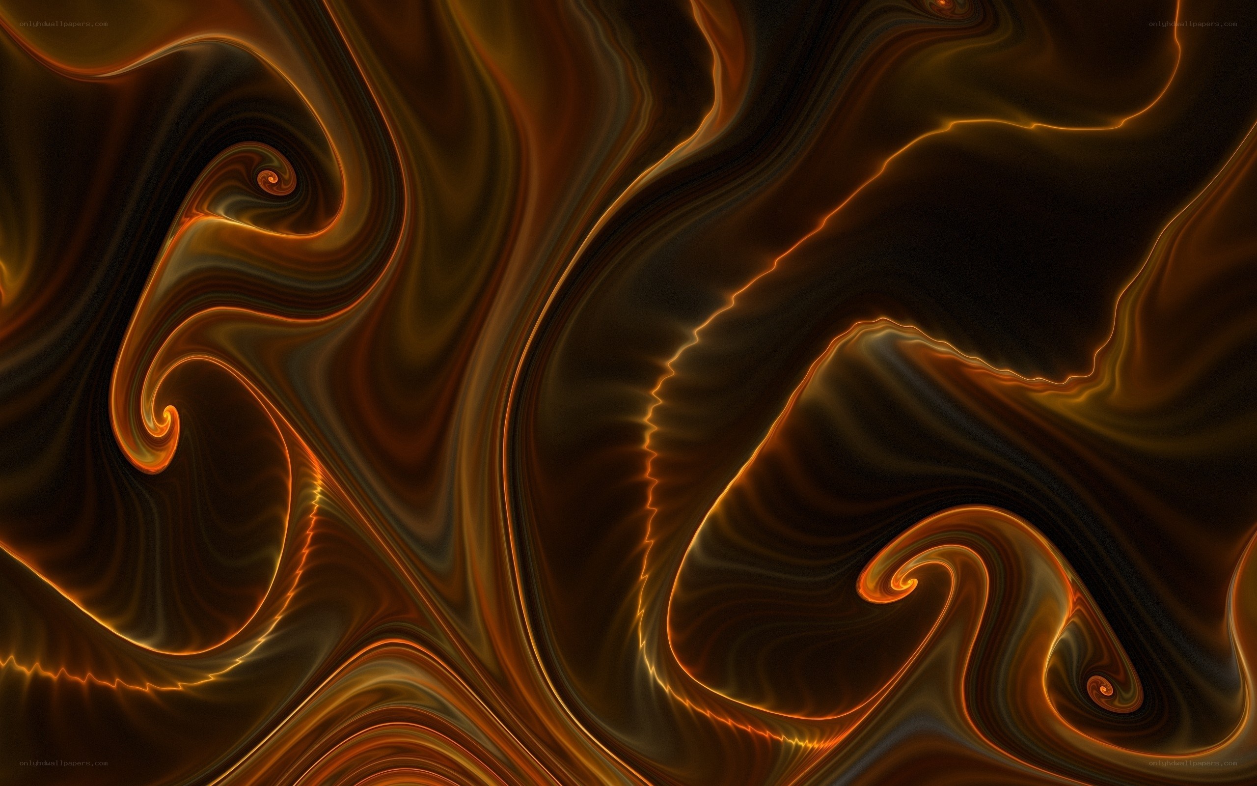 Abstract swirling orange patterns