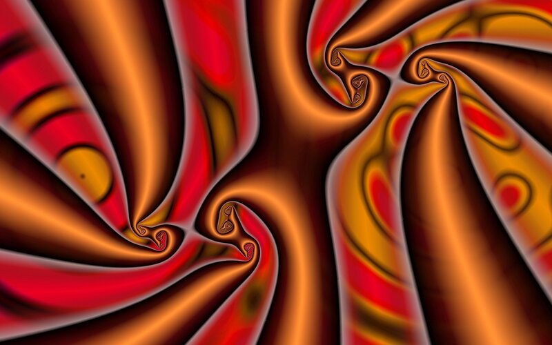 Abstract swirling red and orange patterns