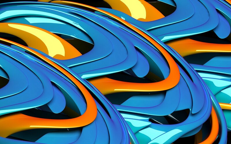 Abstract Swirling Ribbons — Blue, Dynamic, 3d Render, Curves
