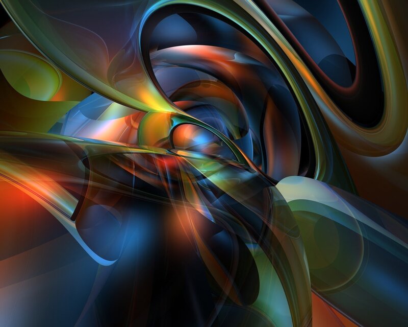 Abstract Swirling Shapes — Blue, Dynamic, Digital Art