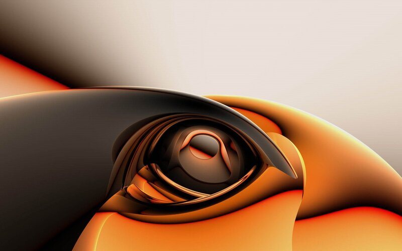 Abstract Swirling Shapes — Orange, Dramatic, Digital Art, Curved Forms