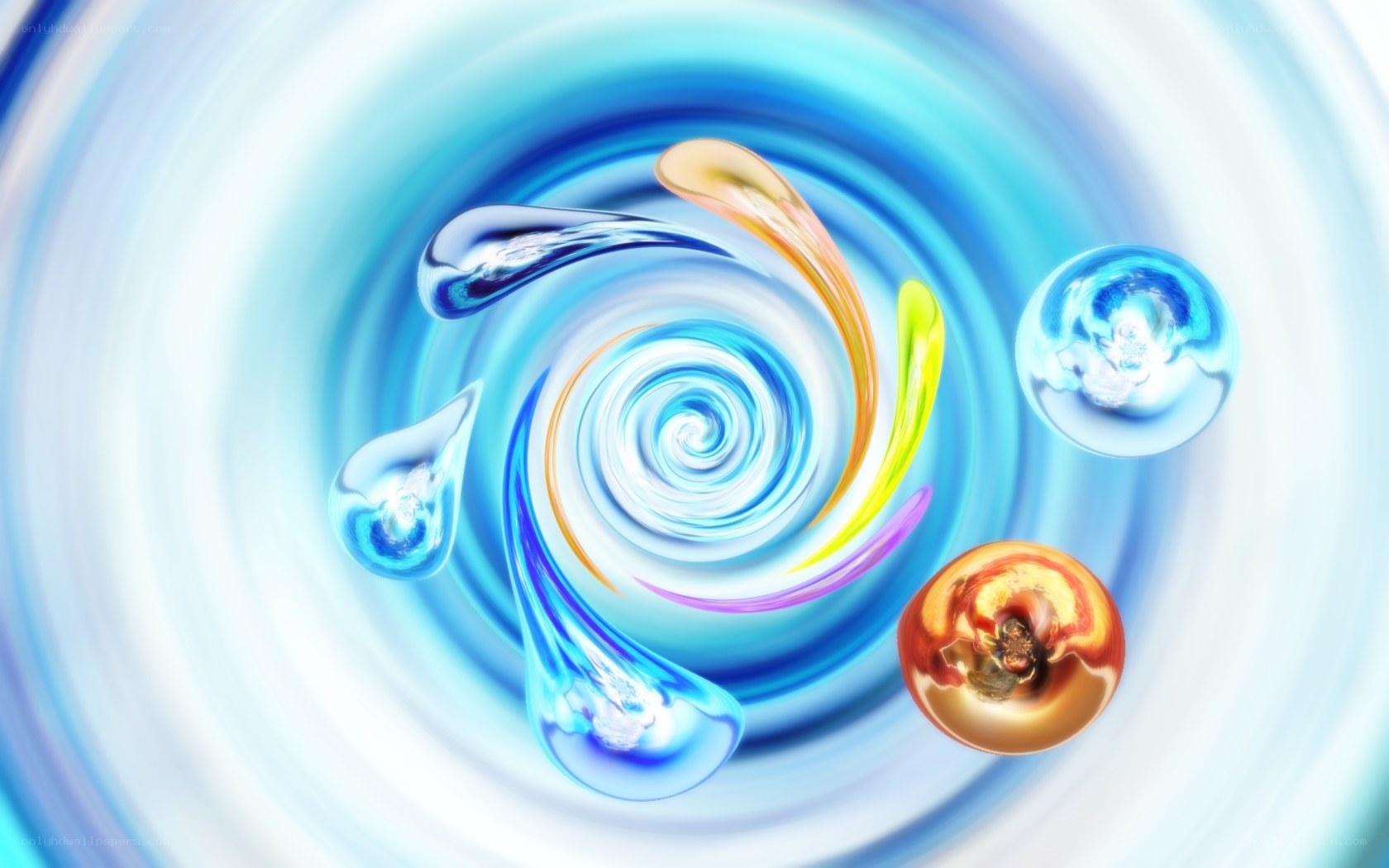Abstract swirling water droplets
