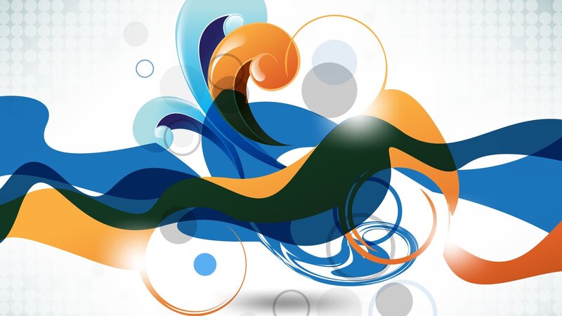 Abstract Swirls and Circles — Blue, Dynamic
