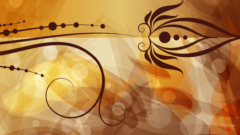 Abstract Swirls and Dots — Brown