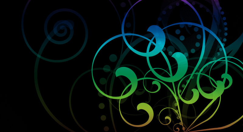Abstract Swirls and Dots — Green
