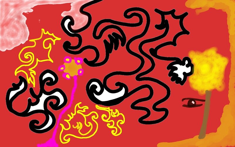 Abstract Swirls and Shapes — Red