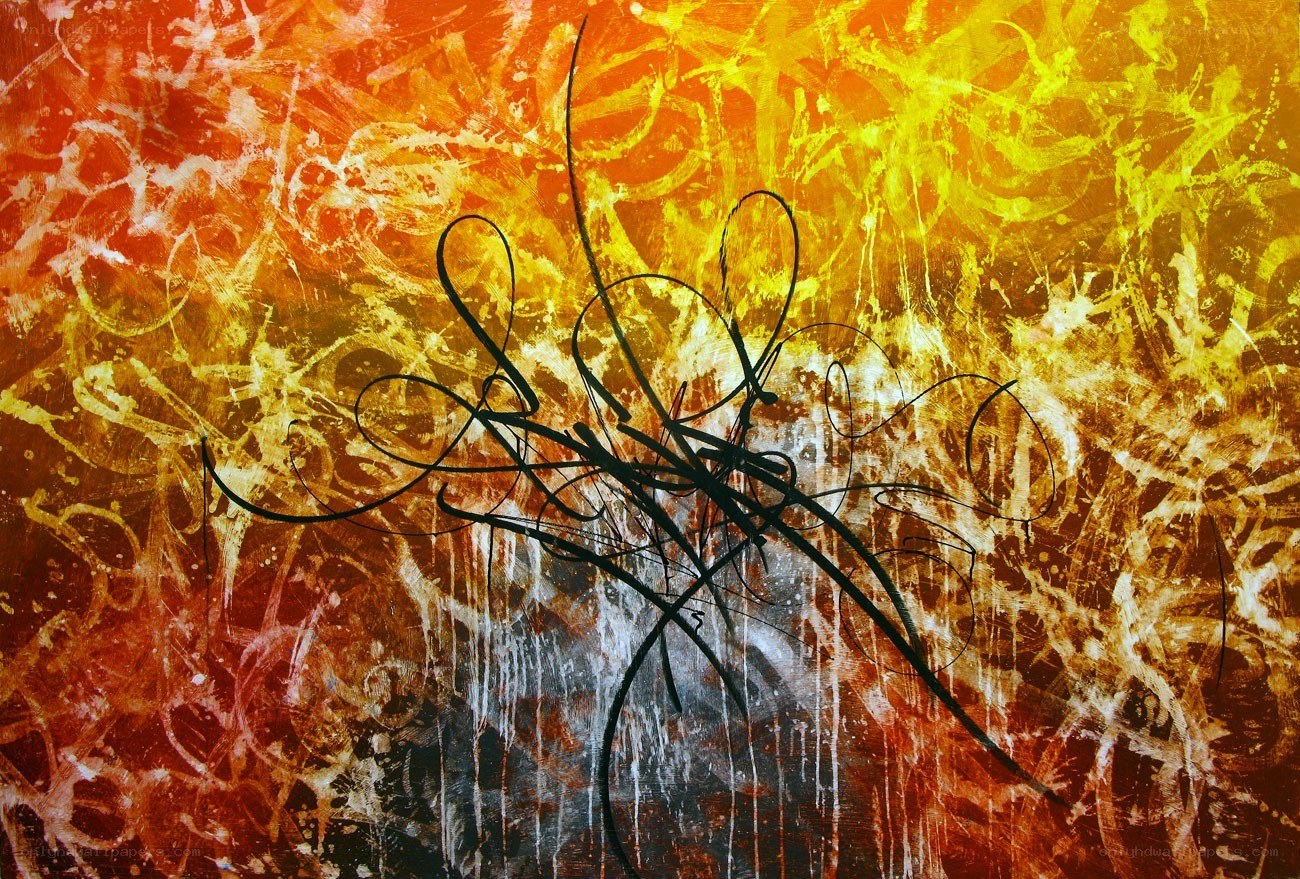 Abstract swirls on fiery background