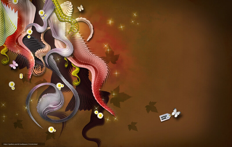 Abstract swirls with flowers and butterflies