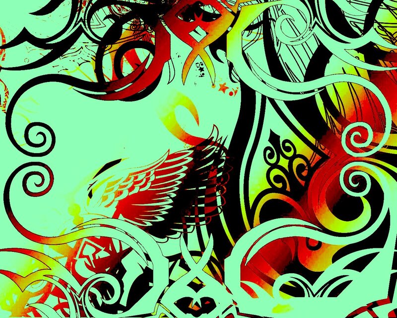 abstract swirls with wings
