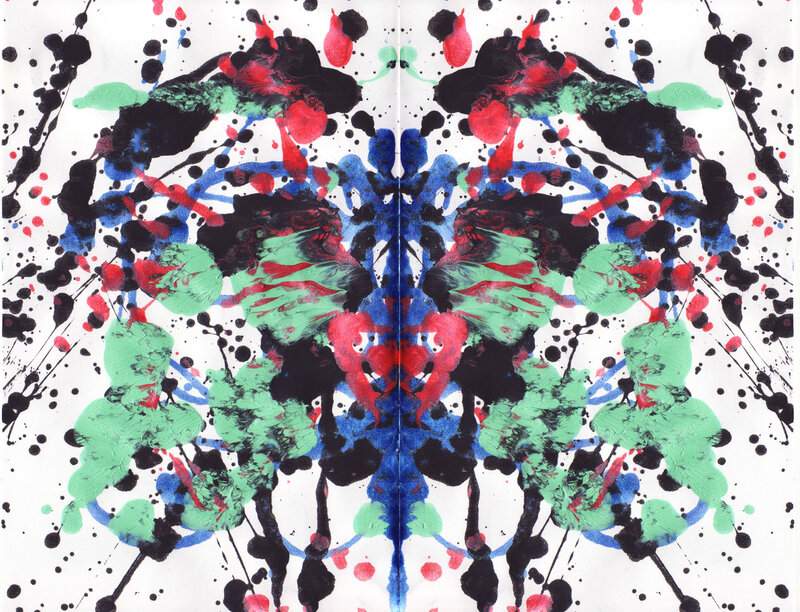 Abstract symmetrical inkblot art