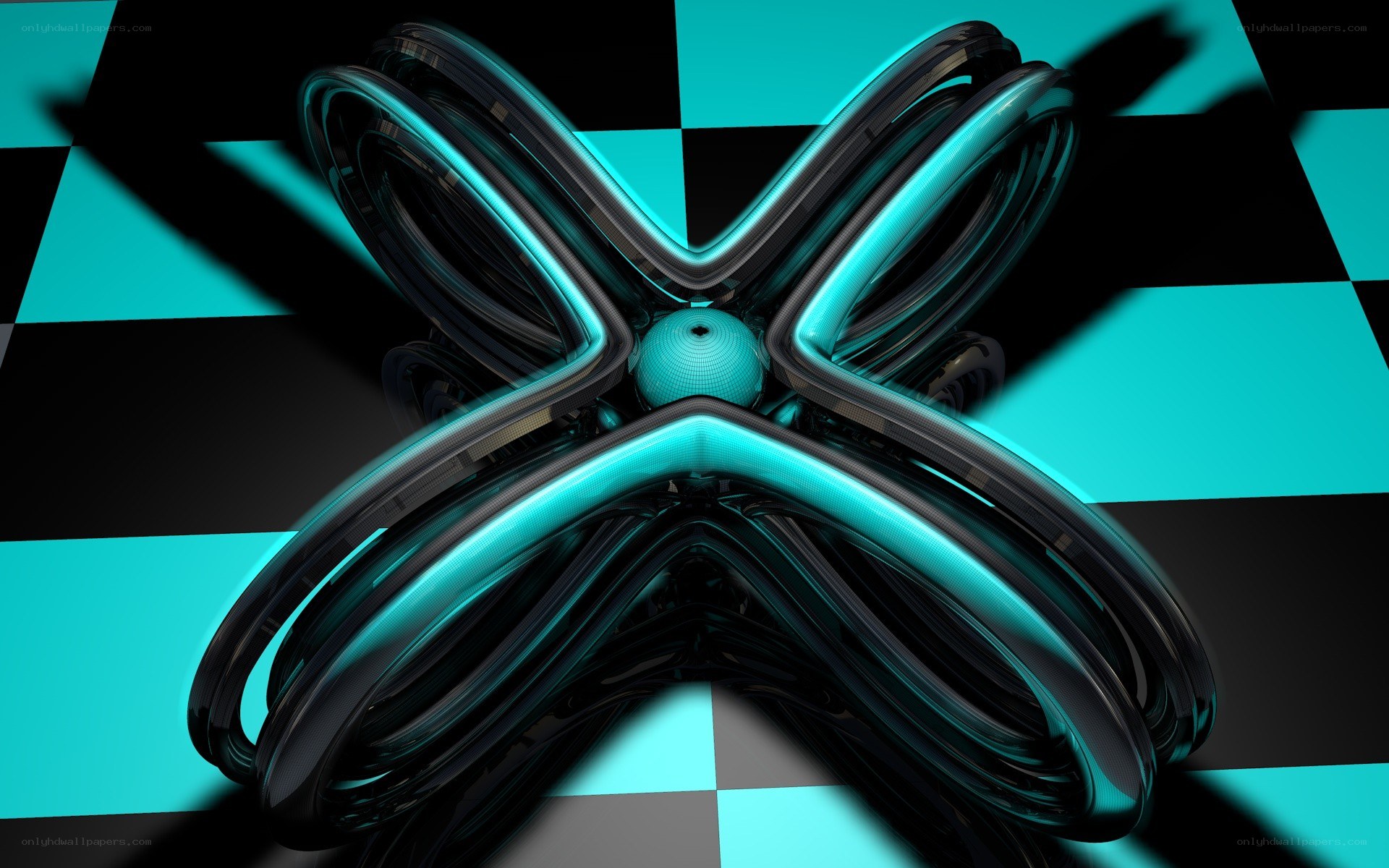 abstract teal and black sculpture