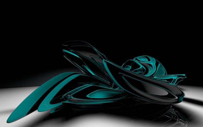 Abstract Teal and Black Sculpture — Dramatic