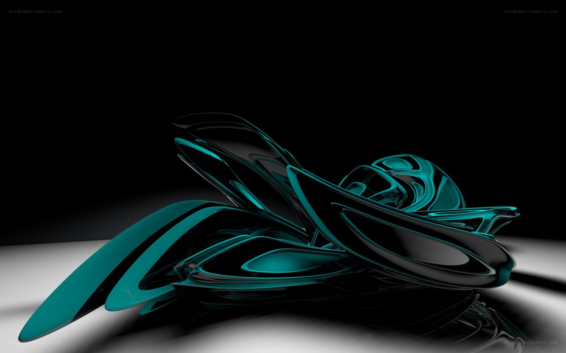 Abstract teal and black sculpture