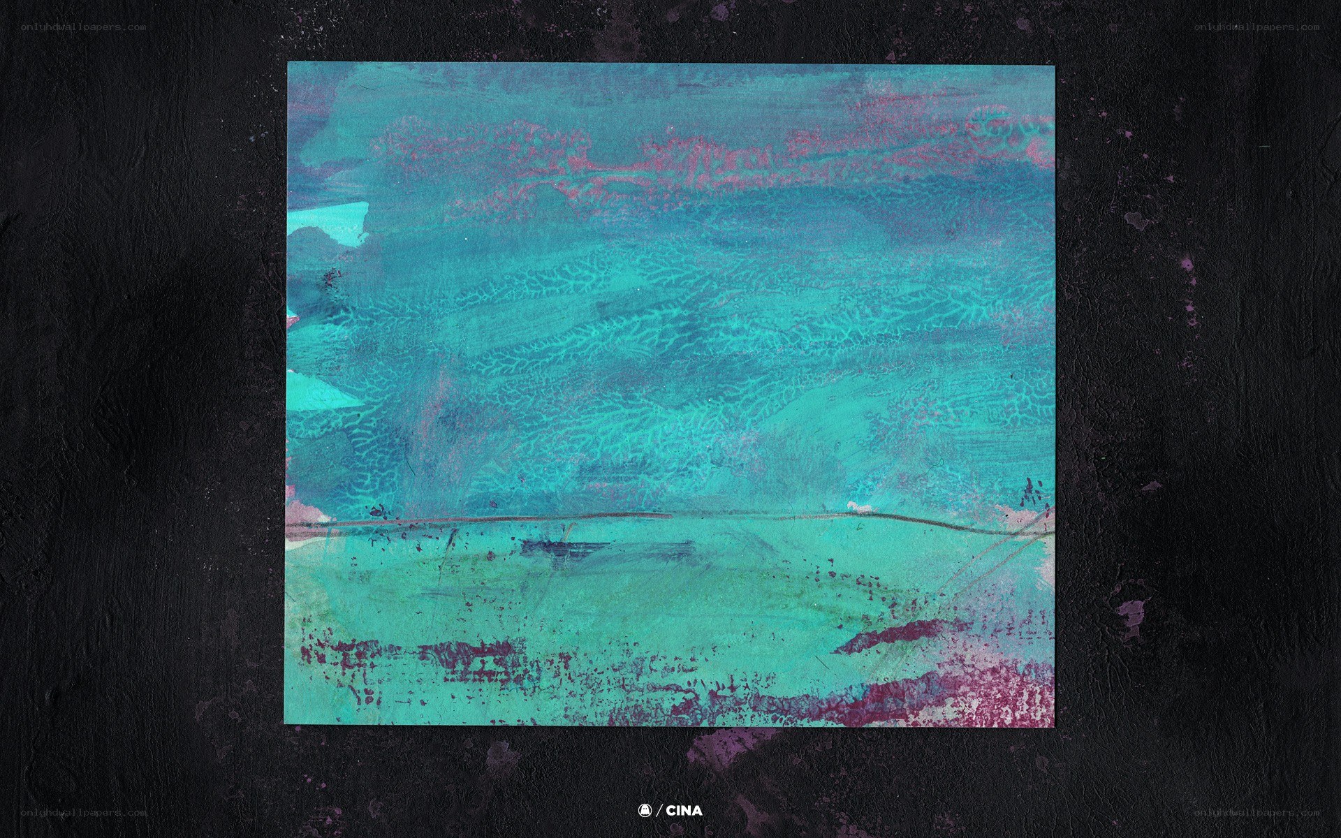 abstract teal and purple painting