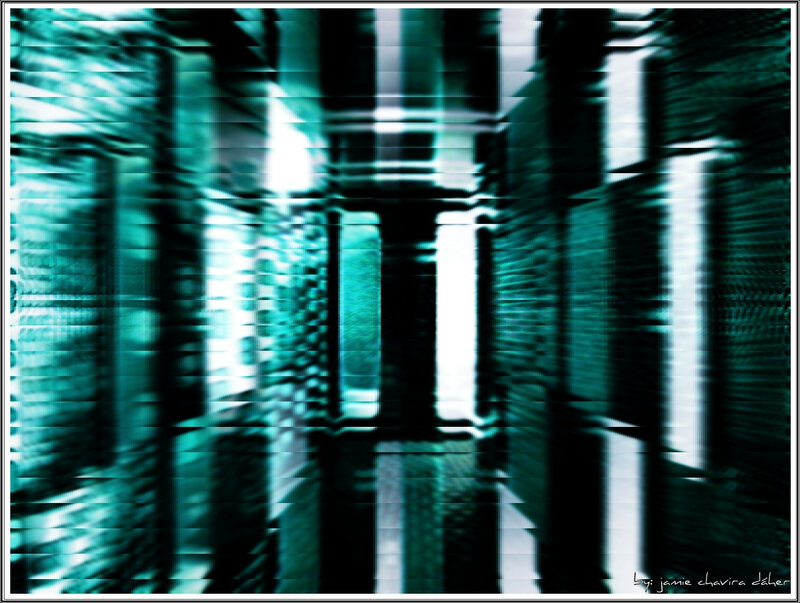 abstract teal digital tunnel