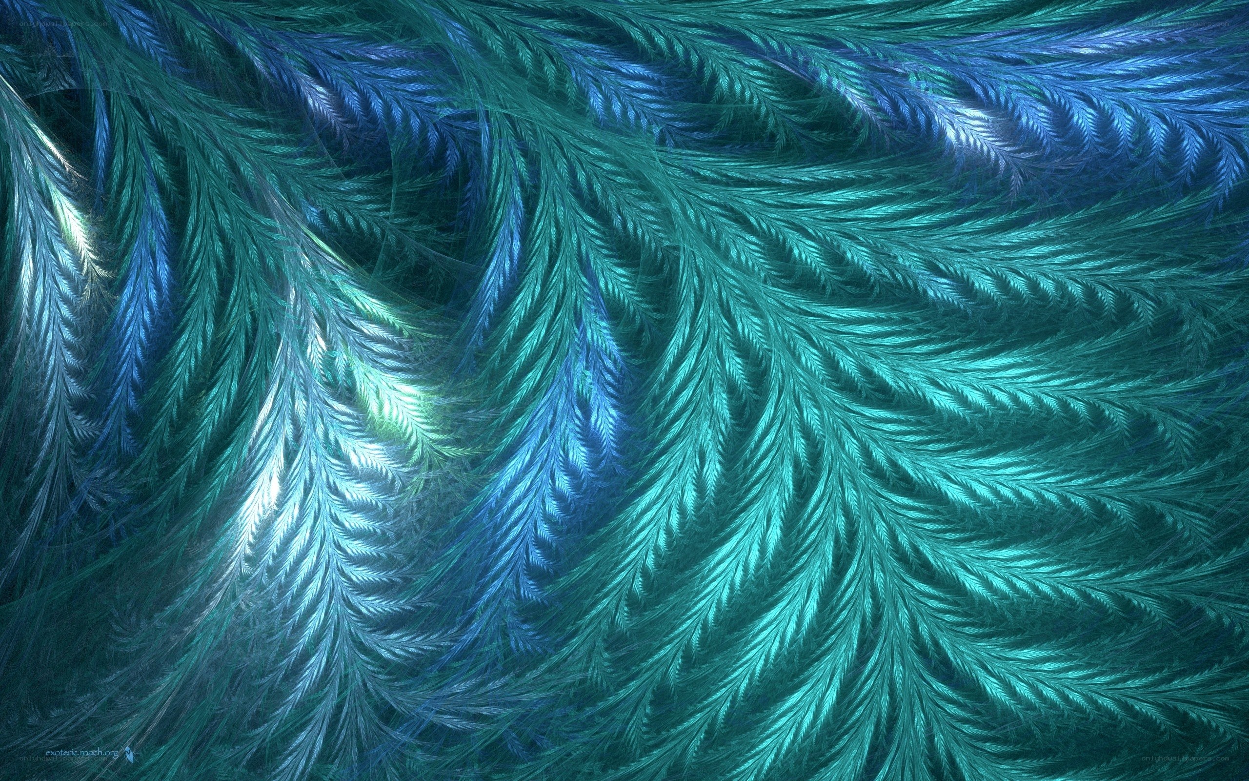 Abstract teal feather pattern