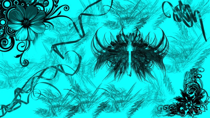 abstract teal floral design