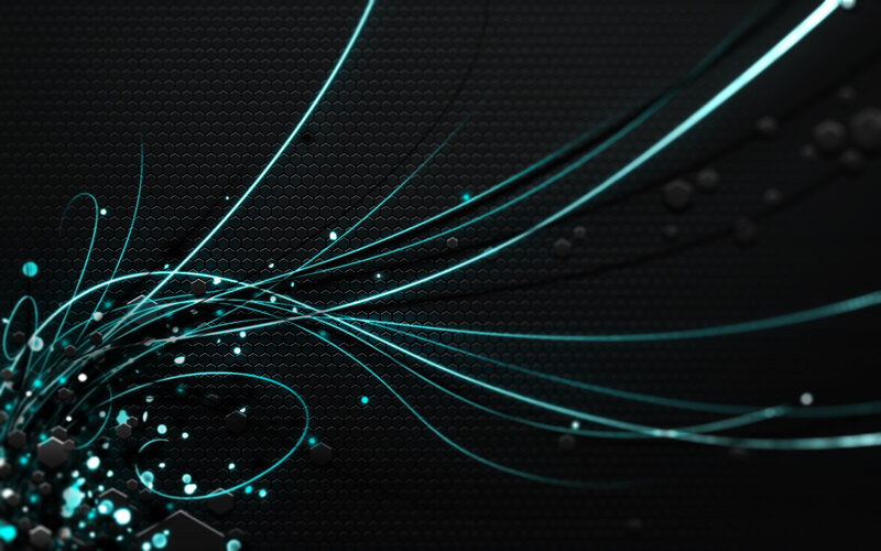 Abstract Teal Lines — Black