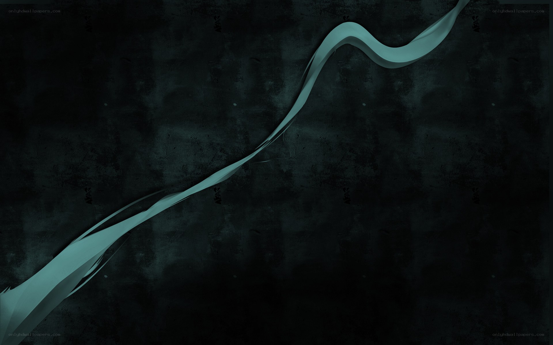 Abstract teal ribbon on dark background