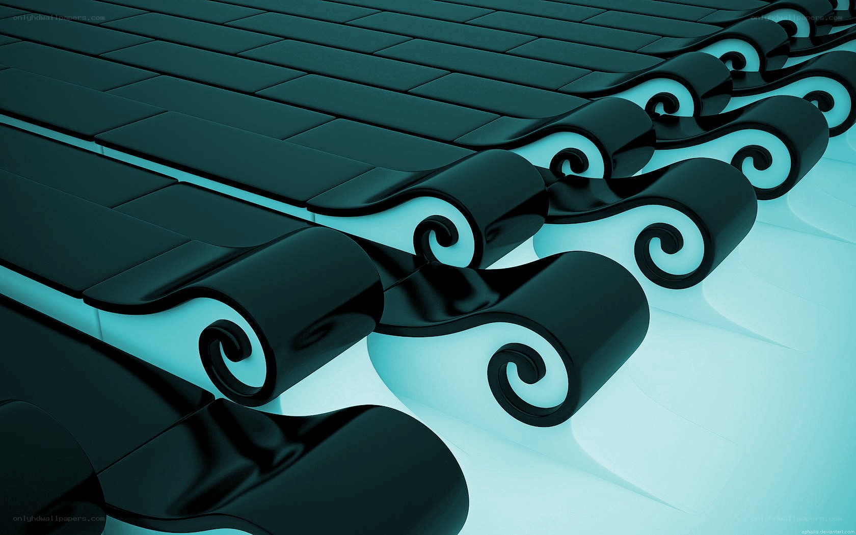 Abstract teal swirl design