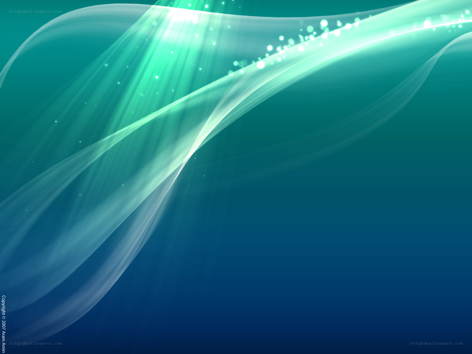 Abstract teal wave with light rays