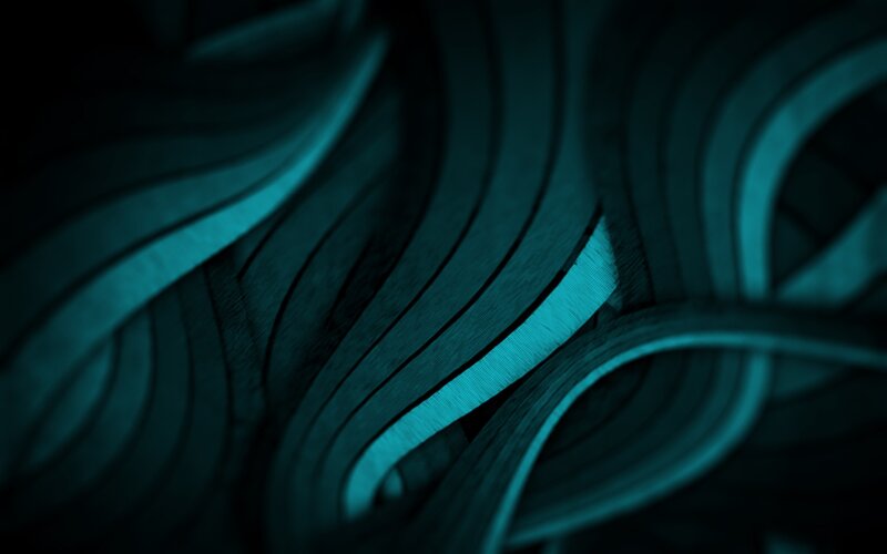 Abstract Teal Waves — Dark, Digital Art
