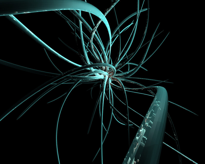Abstract teal wire sculpture