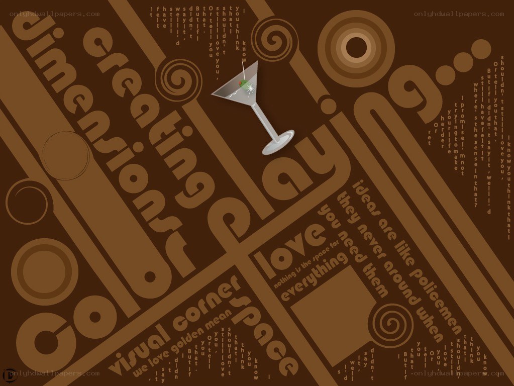 abstract text art with cocktail