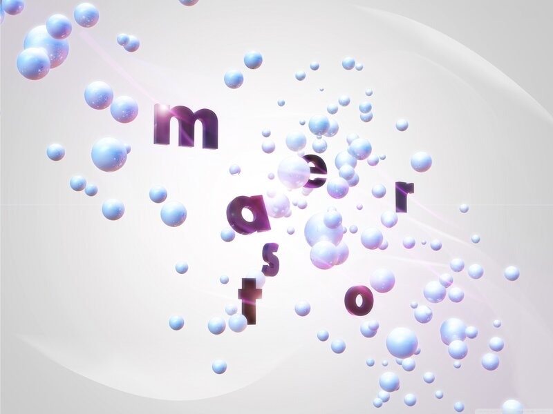 abstract text with floating spheres
