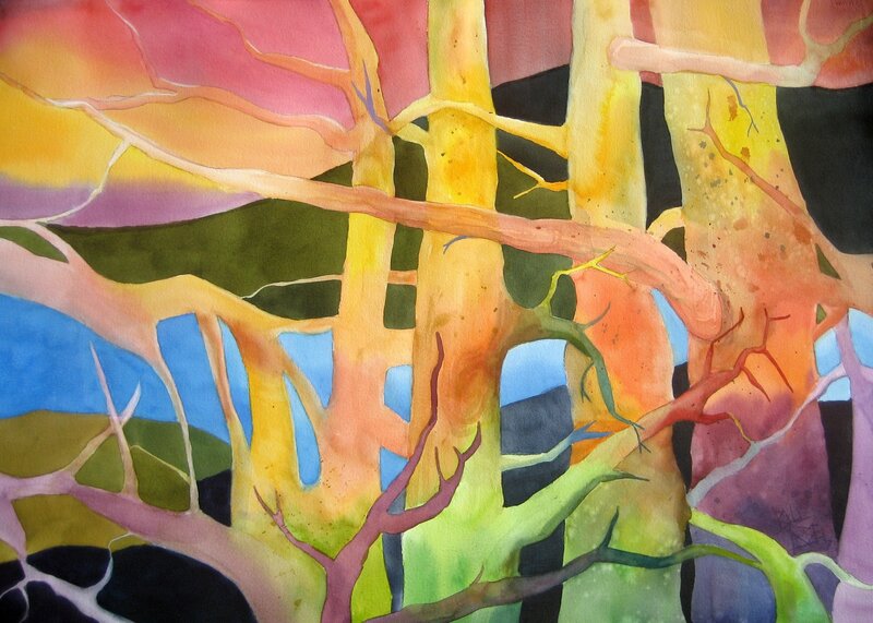 Abstract tree forest painting