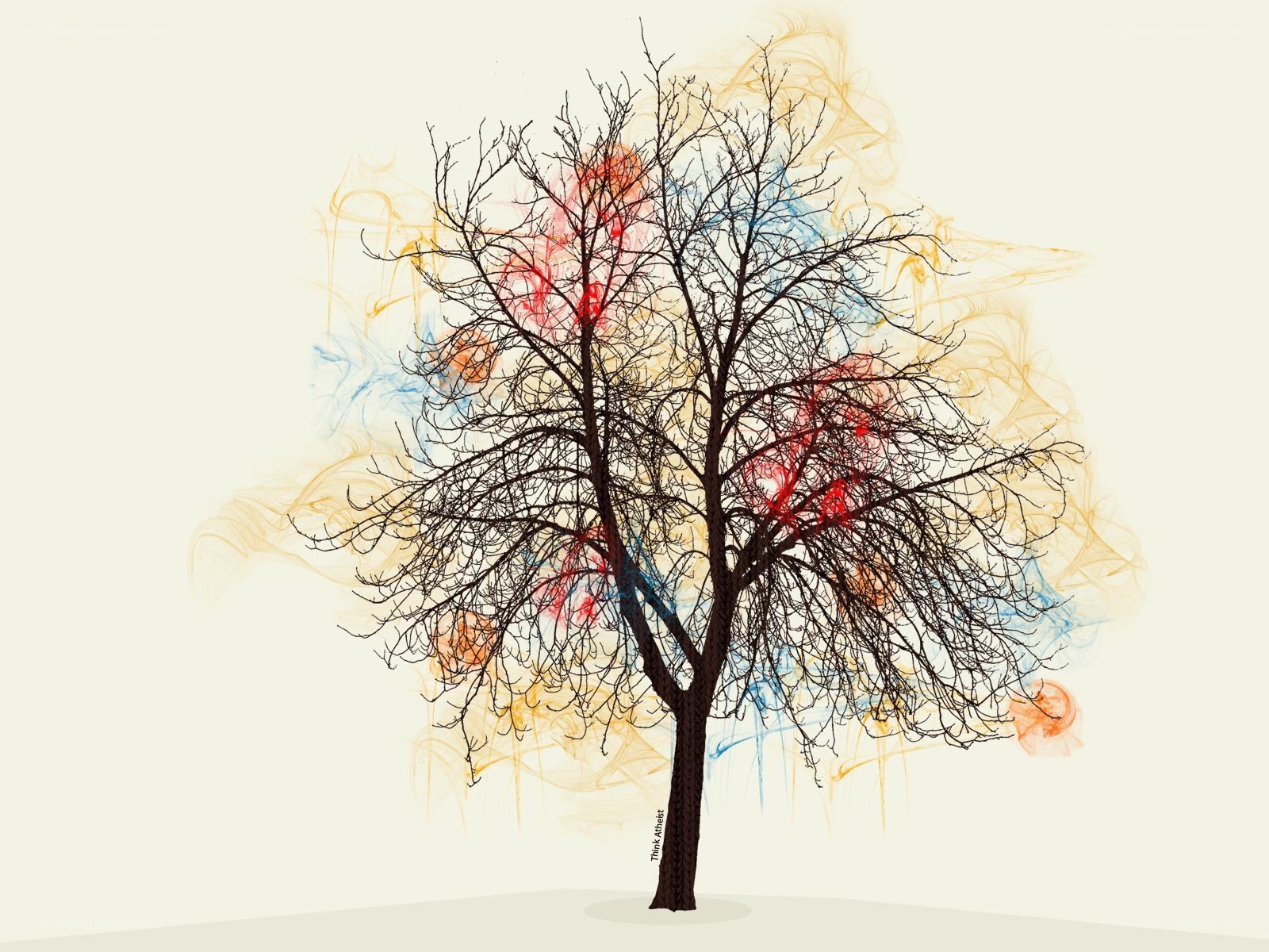 Abstract tree with colorful swirls