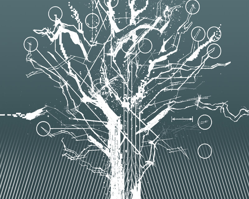 Abstract tree with digital elements