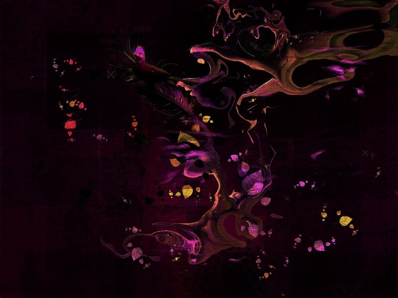 Abstract tree with glowing leaves