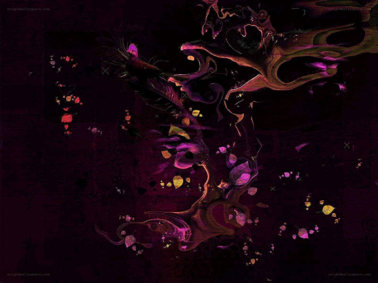 Abstract tree with glowing leaves