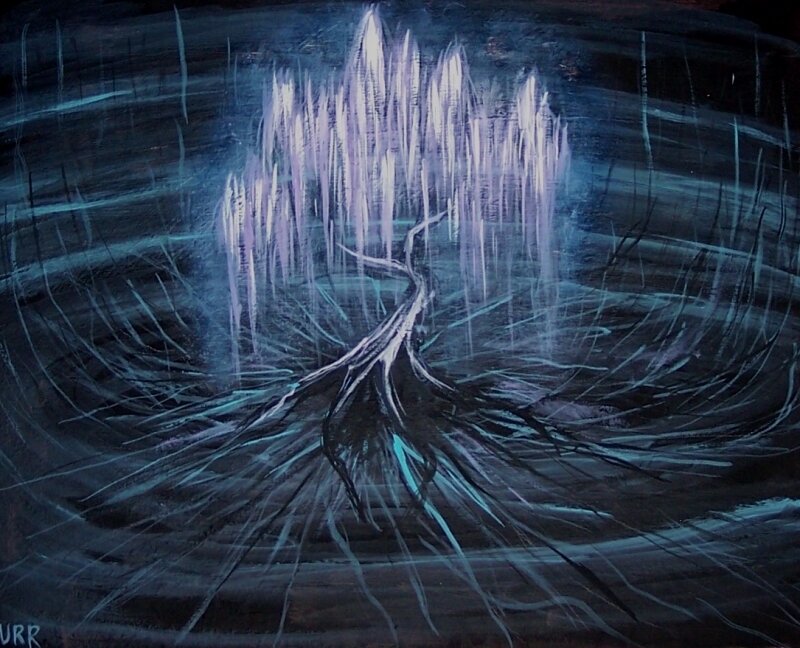 Abstract tree with glowing roots