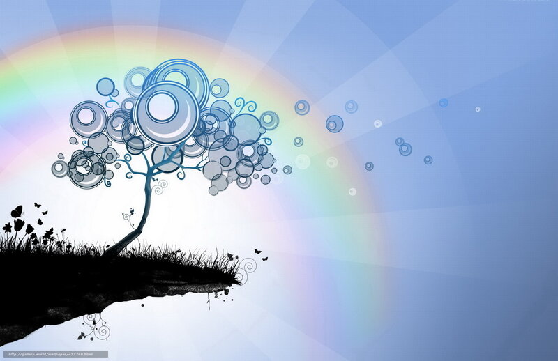 Abstract tree with rainbow background