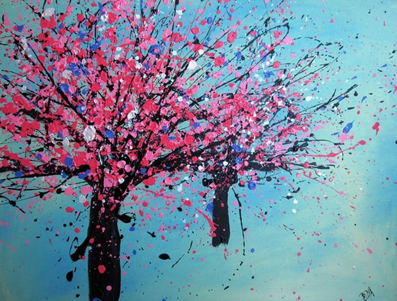 Abstract Trees with Splattered Paint