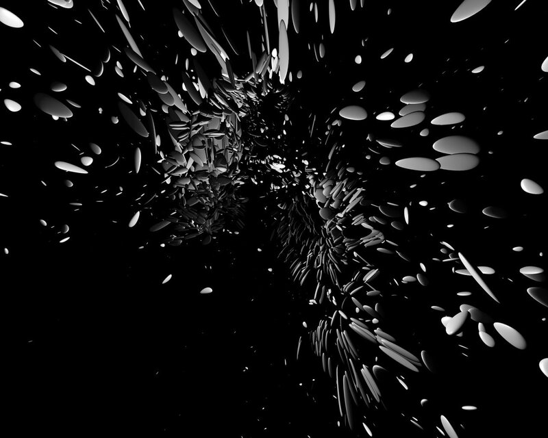 abstract tunnel of floating shapes